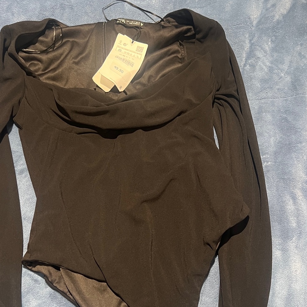 Zara Black Long Sleeve Bodysuit